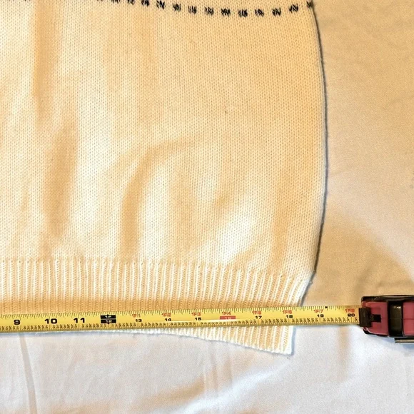 (M) JEANNE PIERRE BLACK & off/WHITE GEOMETRIC DESIGN 1/4 ZIP MOCK TURTLENECK - Picture 9 of 12